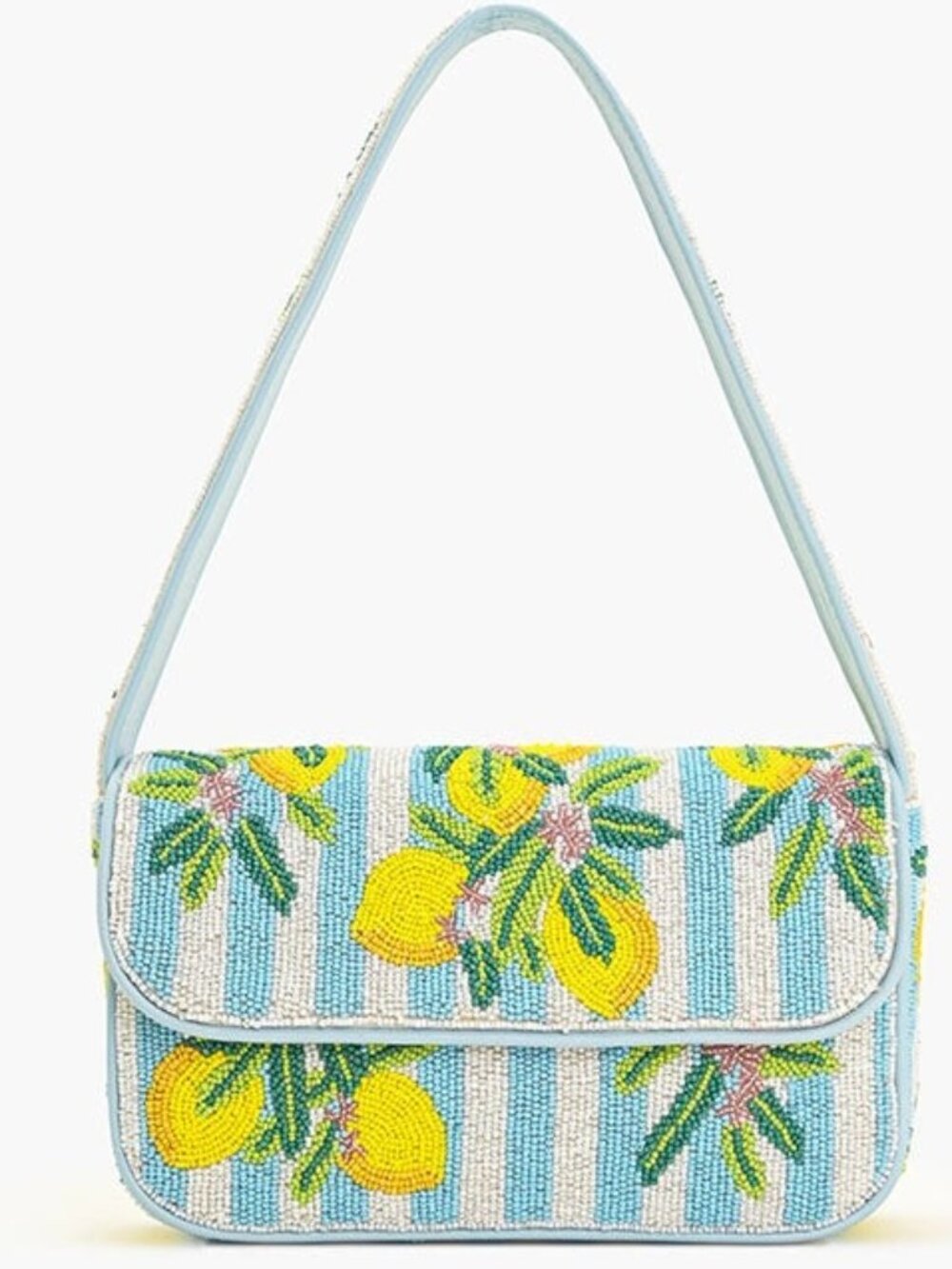 America & Beyond Limoncello Stripe Beaded Shoulder Bag Amalfi Coast Italy
